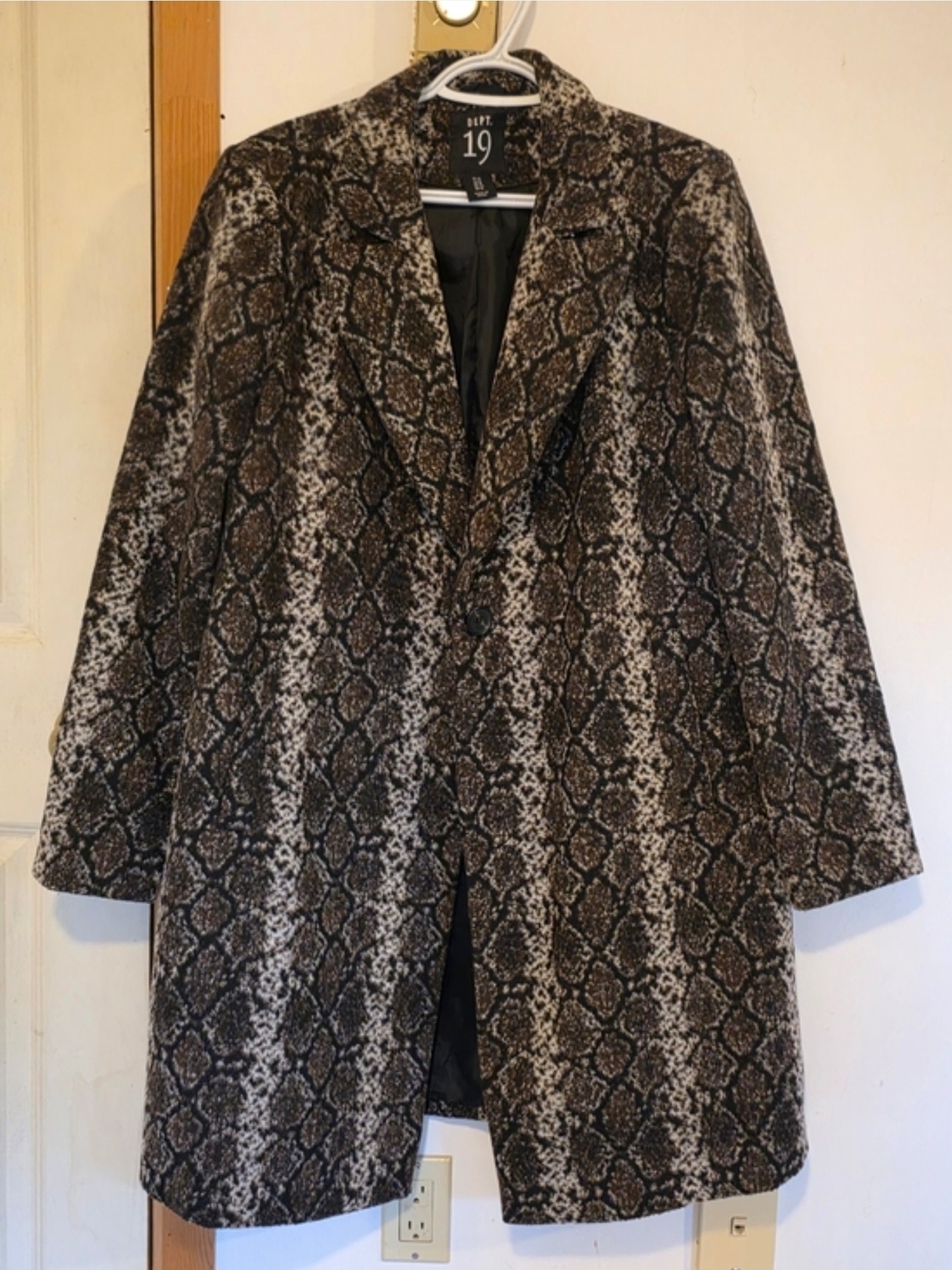 Women's Brown Black Snake-Print Coat
